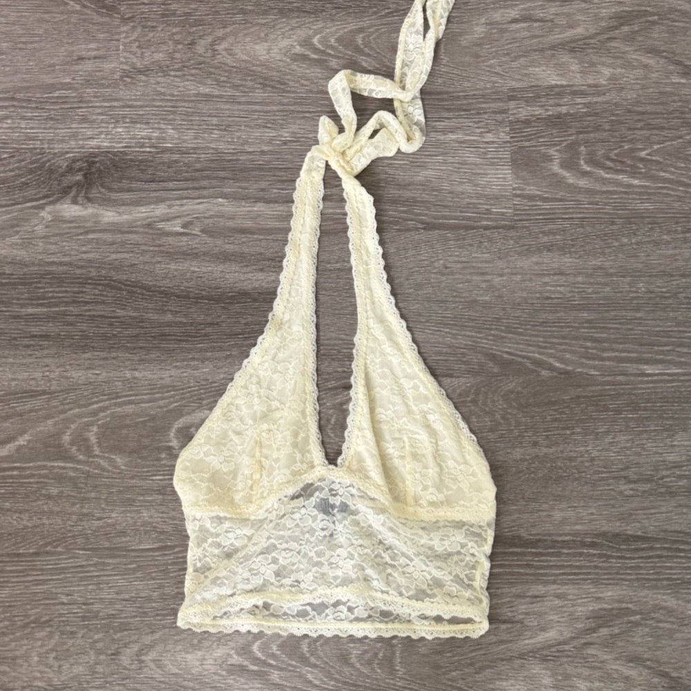 Dolls kill current mood cream lace halter crop top